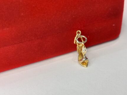 PINGENTE SALTO ALTO, COM ZIRCÔNIA, PEQUENO, 22MM, EM OURO BRANCO E AMARELO 18K