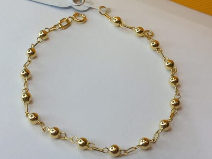 PULSEIRA DE BOLINHAS OCADAS, 3.5MM X 15MM, EM OURO AMARELO 18K